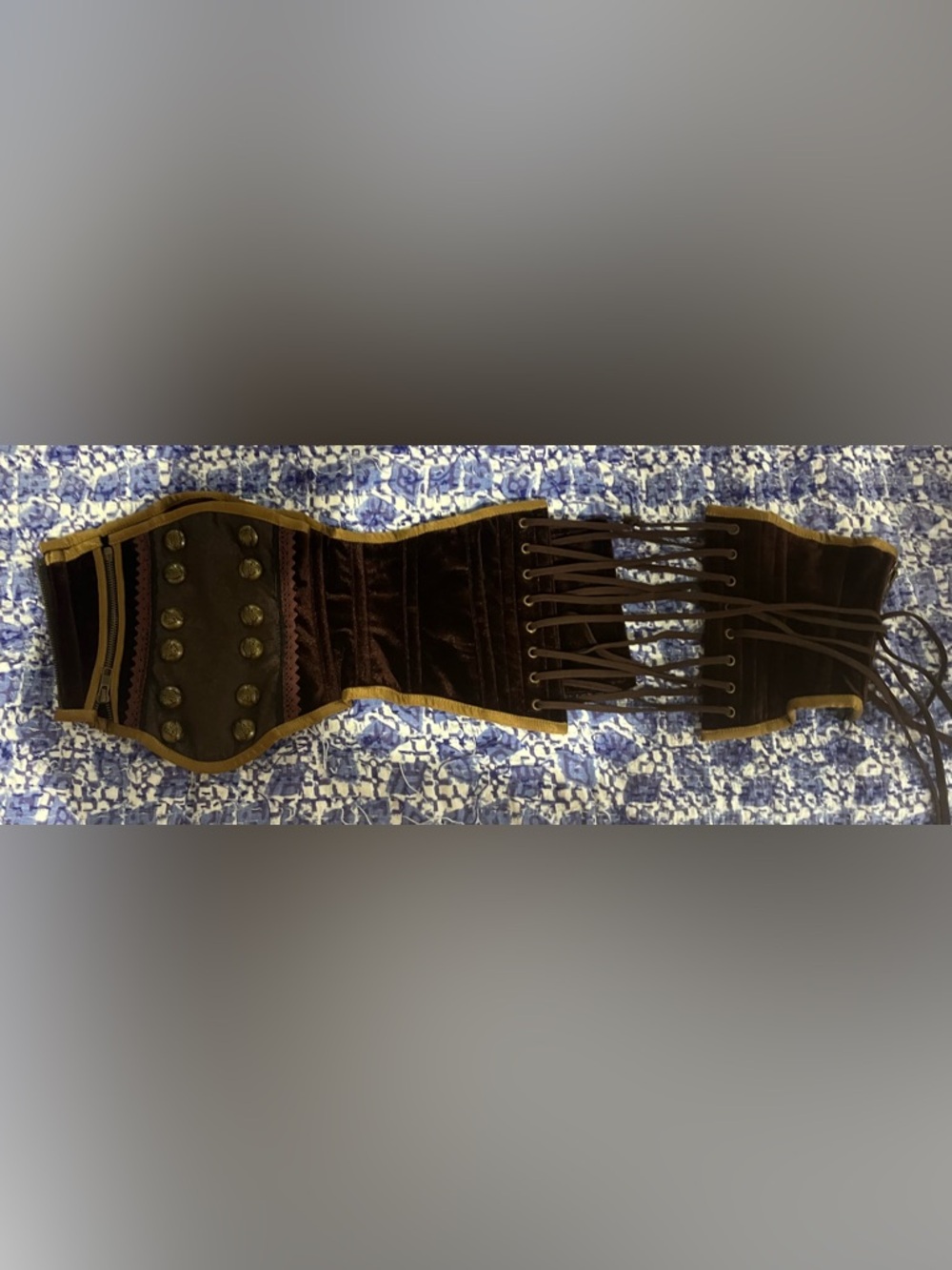 Vintage-Inspired Brown Velvet Waist Cincher Corset Belt